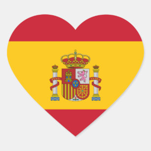 Spanien/Spanien Heart Flagga Hjärtformat Klistermärke
