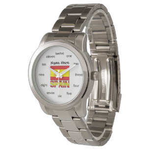 Spanien Spansk Flagga Personligt Namn Armbandsur