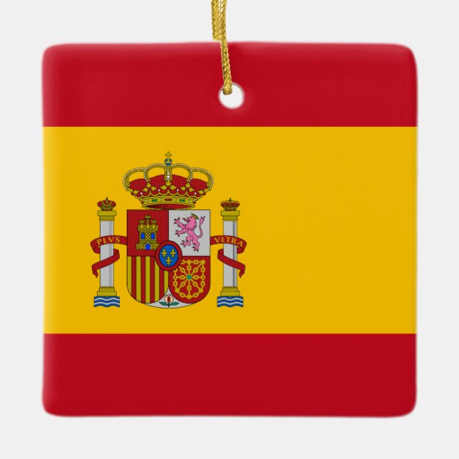 Spanien (spanska) Flagga Julgransprydnad Keramik (Framsida)