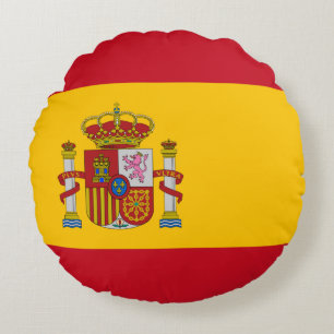 Spanien (spanska) Flagga Rund Kudde