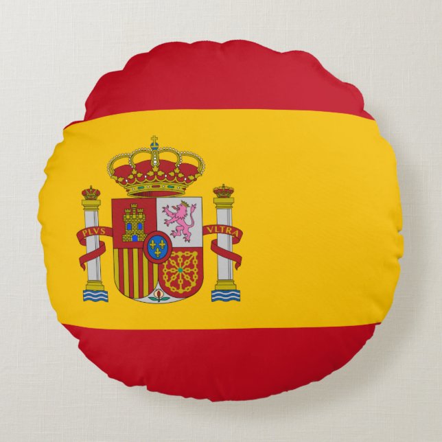 Spanien (spanska) Flagga Rund Kudde (Framsidan)
