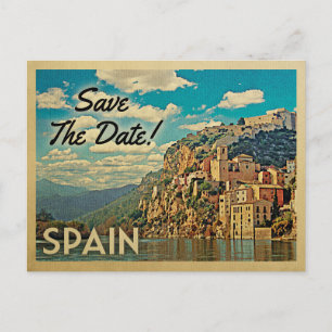 Spanien Spara Datum Vintage Postkort Meddelande Vykort