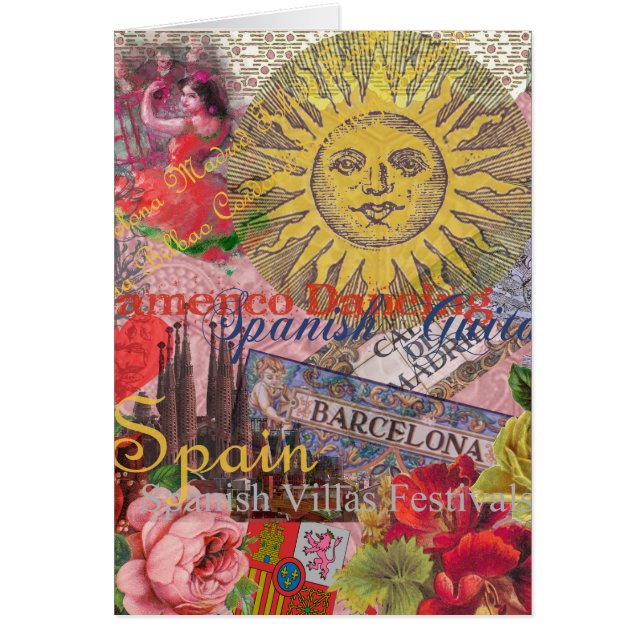 Spanien Sunshine Spain Travel Art Hälsningskort (Framsidan)