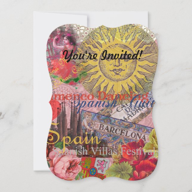 Spanien Sunshine Spain Travel Art Inbjudningar (Framsida)
