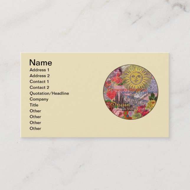 Spanien Sunshine Spain Travel Art Visitkort (Framsida)