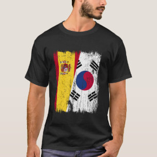 Spanien Sydkorea Halv Flagga Spansk Sydkorean T Shirt