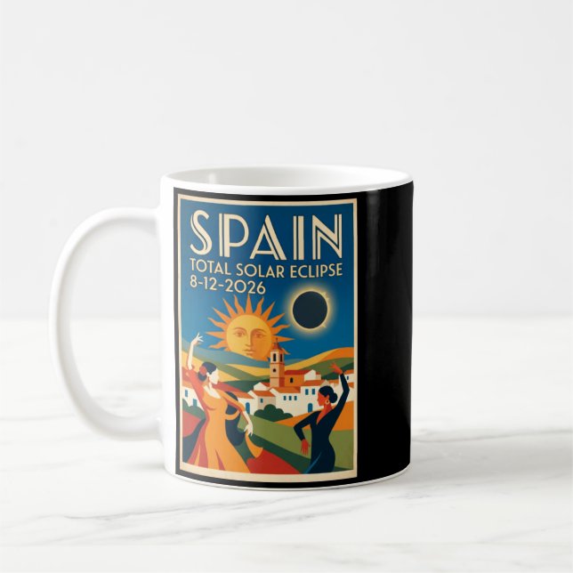 Spanien Total solförmörkelse 2026 Augusti 12 Rolig Kaffemugg (Vänster)