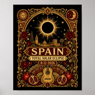 Spanien Total solförmörkelse 2026 Sevilla 12 augus Poster