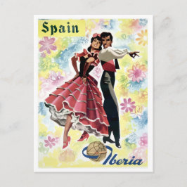 Spanien, traditionellt dansande par, vintage resor vykort