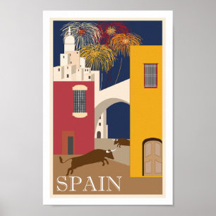 Spanien Travel Bull Vintage Poster