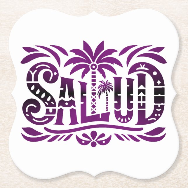 Spanien Urlaub und Feier  "SALUD" -  Prost Underlägg Papper (Framsida)