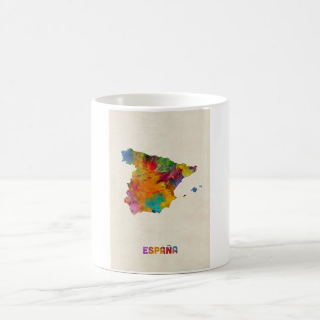 Spanien vattenfärgkarta kaffemugg (Center)
