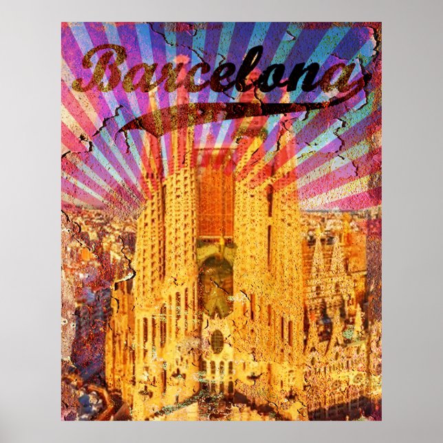 Spanien Vintage Barcelona Poster (Framsidan)