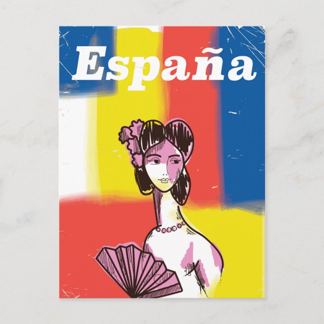 Spanien vintage resemärke vykort (Framsida)