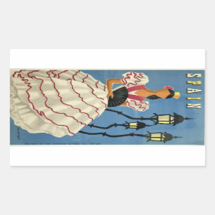 SPANIEN vintage resorklistermärkear Rektangulärt Klistermärke