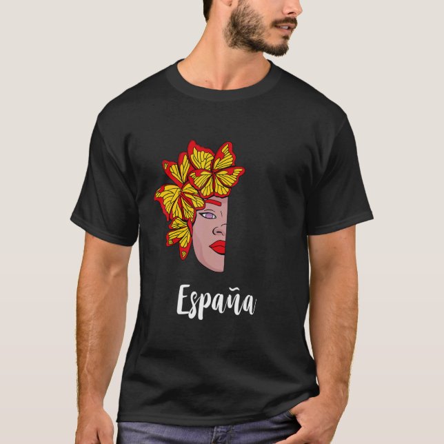 Spanien Woman Butterfly Espana Spanska rötter T Shirt (Framsida)