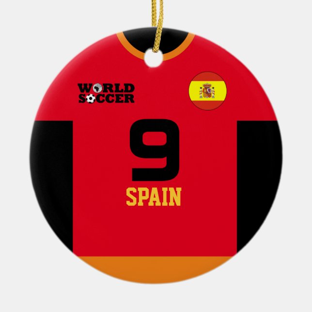 Spanien World Soccer Jersey Ornament (Framsidan)
