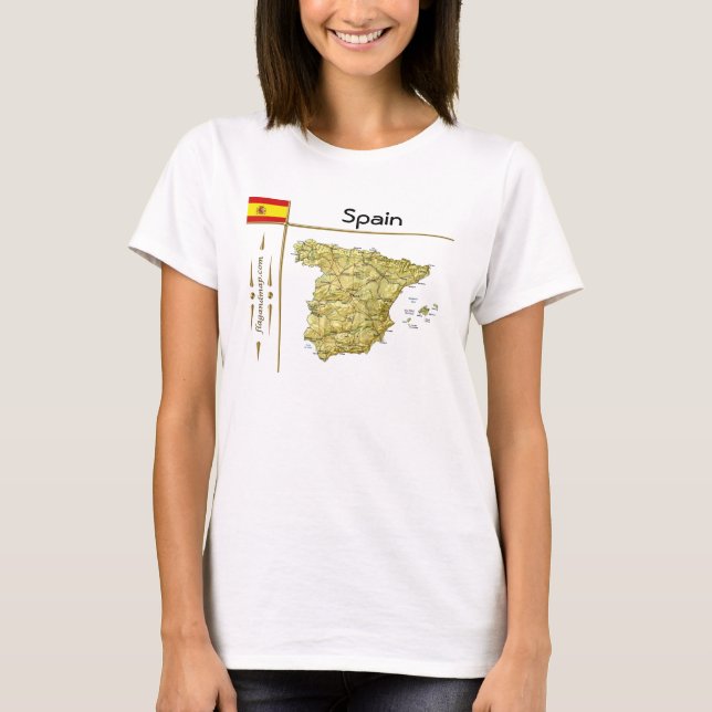 Spanienkarta + Flagga + Titel T-Shirt (Framsida)