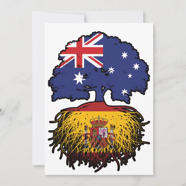 Spaniens australiska Australien Träd Roots Flagga Inbjudningar (Framsida)