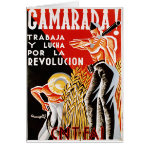 Spaniens civila krig CNT-FAI ursprungliga poster 1 Hälsningskort