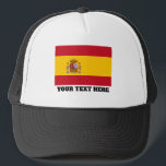 Spaniens flagga anpassningsbar truckerkeps<br><div class="desc">Spanska flagga av Spaniens anpassningsbar truckerkeps. Gör ett eget tak för helgdagar, politik, politiska sportevenemang i party och internationell som fotboll, golf, rugby, cricket, tennis osv. i pridet. Lägg till ditt eget roliga citat eller slogan. Roligtens huvudförslitning. Finns i vitt, blått, rött, grönt, svart, rosa och annat färg.</div>