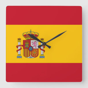 Spaniens flagga fyrkantig klocka