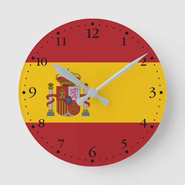 Spaniens flagga rund klocka (Framsida)