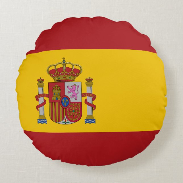 Spaniens flagga rund kudde (Framsidan)
