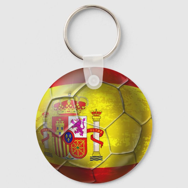 Spaniens fotbollsgrunge boll spanska flagga nyckelring (Framsida)