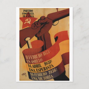 Spaniens kommunistiska Party_Propaganda Poster Inbjudan Vykort