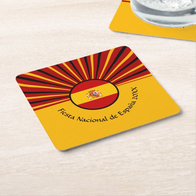 Spaniens nationaldag Firande Spanien Underlägg Papper Kvadrat (Vinklad)