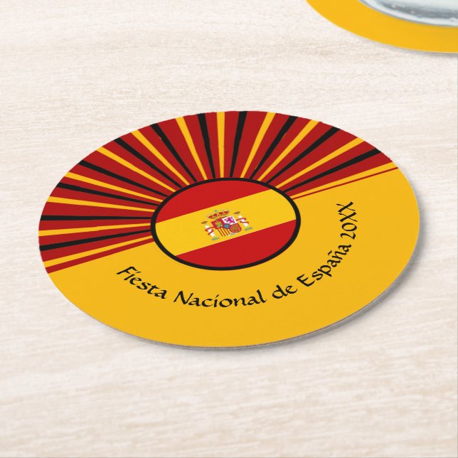 Spaniens nationaldag Firande Spanien Underlägg Papper Rund (Vinklad)