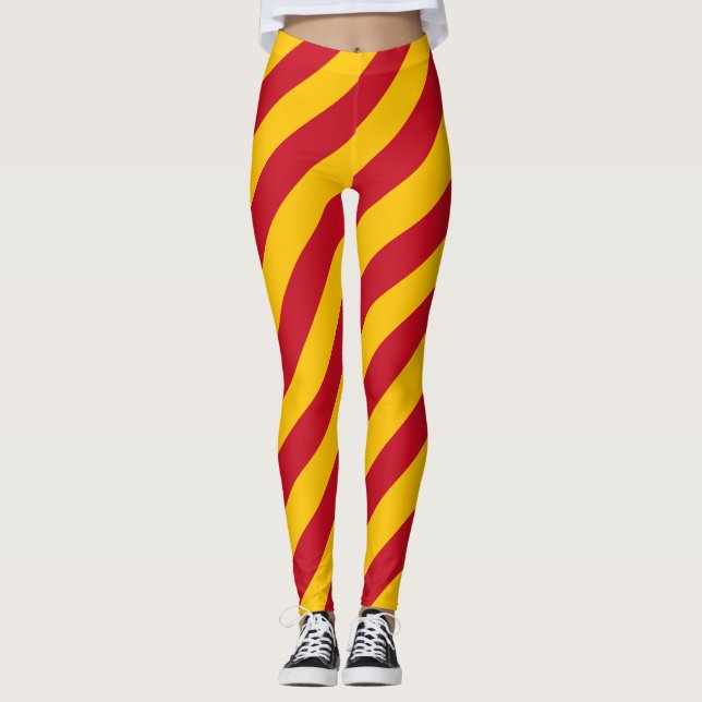 Spaniens nationella flaggfärger diagonalt randiga leggings (Framsida)