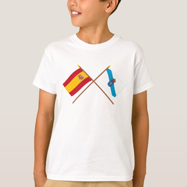 Spaniens och Galiciens korsda flaggor Tee (Framsida)
