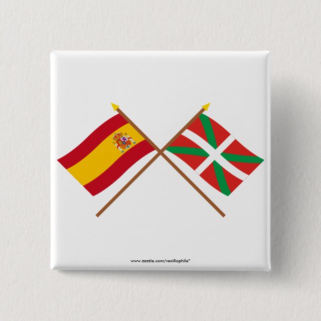 Spaniens och País Vascos (Euskadi) korsade flaggor Knapp (Framsida)
