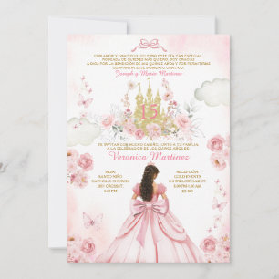 Spaniens Rosa Princess 15 Años Inbjudningar