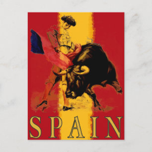 Spaniens vykort med Vintage Bullmatch