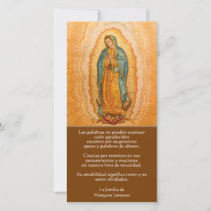 SPANIH Vår Dam av Guadalupe Funeral Tack Kort