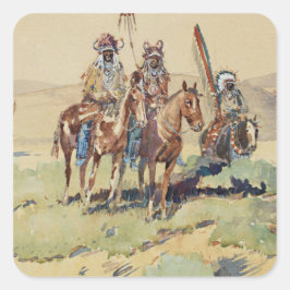 Spaningsgrupp Western Art av Edward Borein Fyrkantigt Klistermärke