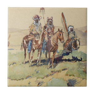 Spaningsgrupp Western Art av Edward Borein Kakelplatta
