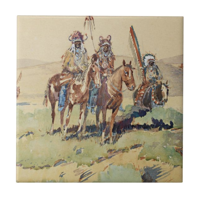 Spaningsgrupp Western Art av Edward Borein Kakelplatta (Framsidan)