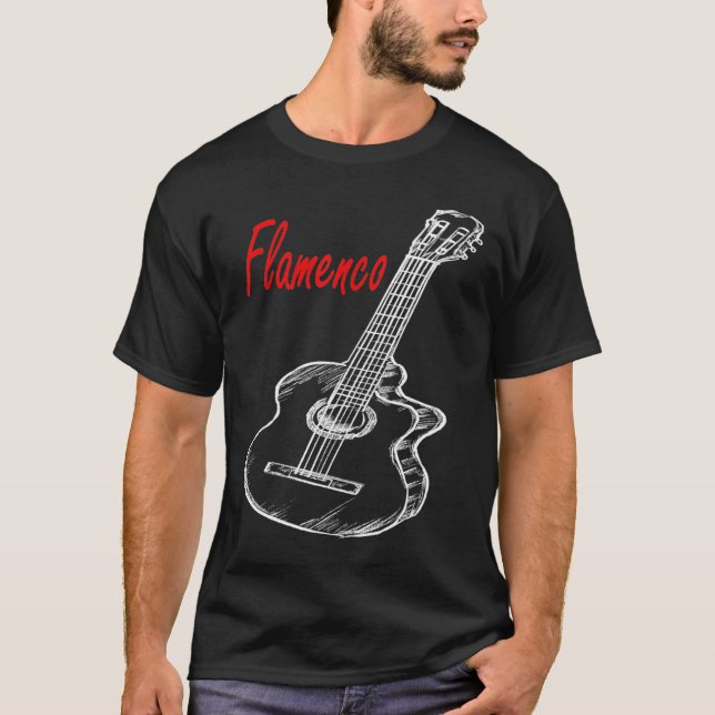 Spanisch Flamenco Guitar Guitar Player T Shirt (Framsida)