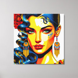 Spanische Schönheit - Pop Farben Portrait Canvastryck