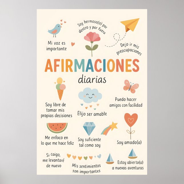 Spanish Affirmations , Therapy Office Decor.School Poster (Framsidan)