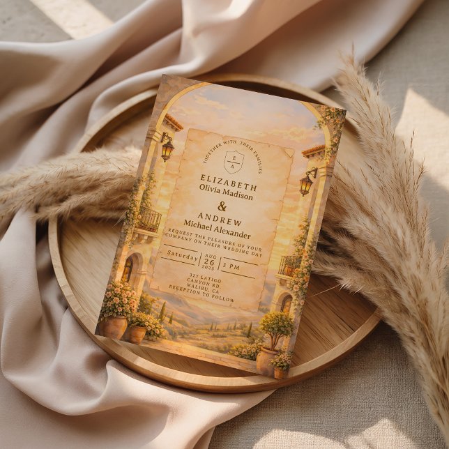 Spanish Archway Romance Wedding Inbjudningar (Skapare uppladdad)