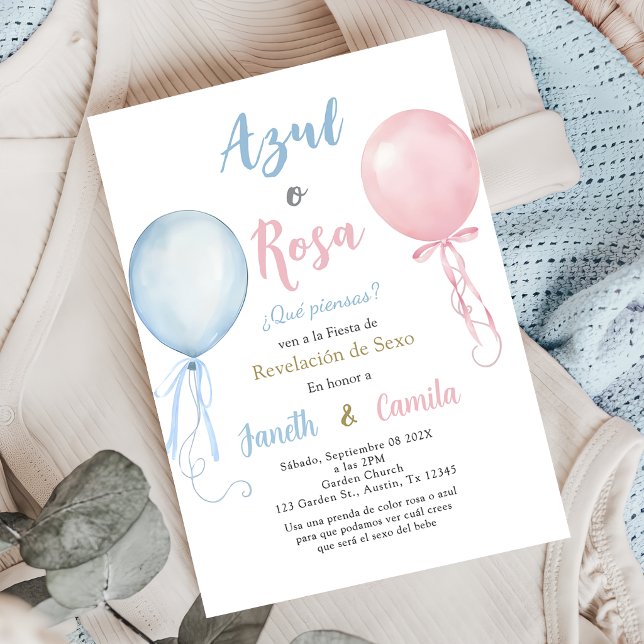 Spanish Balloons Gender Reveal Invitation Inbjudningar (Skapare uppladdad)