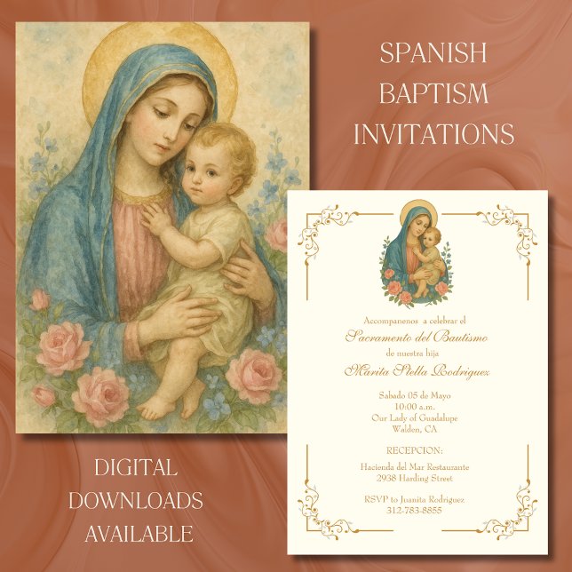 SPANISH BAPTISM MARY BABY JESUS CHRISTENING INBJUDNINGAR (Skapare uppladdad)