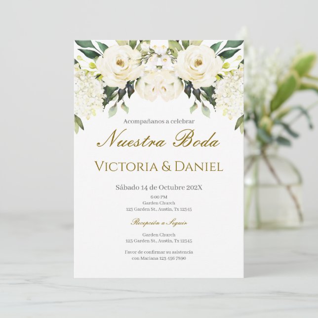 Spanish Boho Floral Wedding Inbjudningar (Stående Fram)