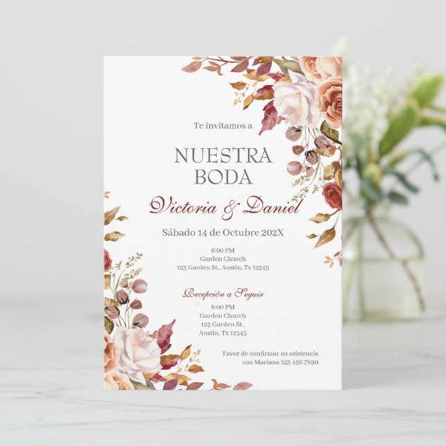 Spanish Boho Floral Wedding Inbjudningar (Stående Fram)
