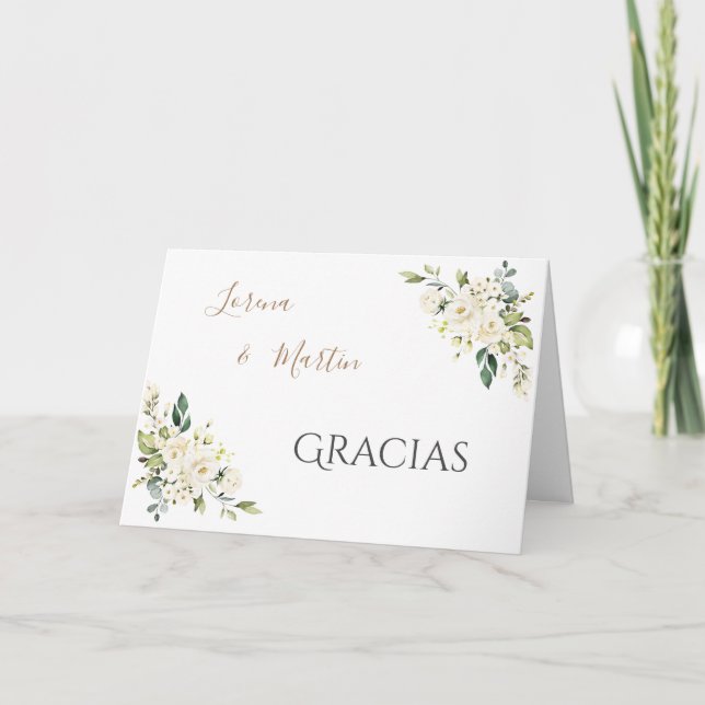 Spanish Boho Wedding Thank you card Tack Kort (Framsida)